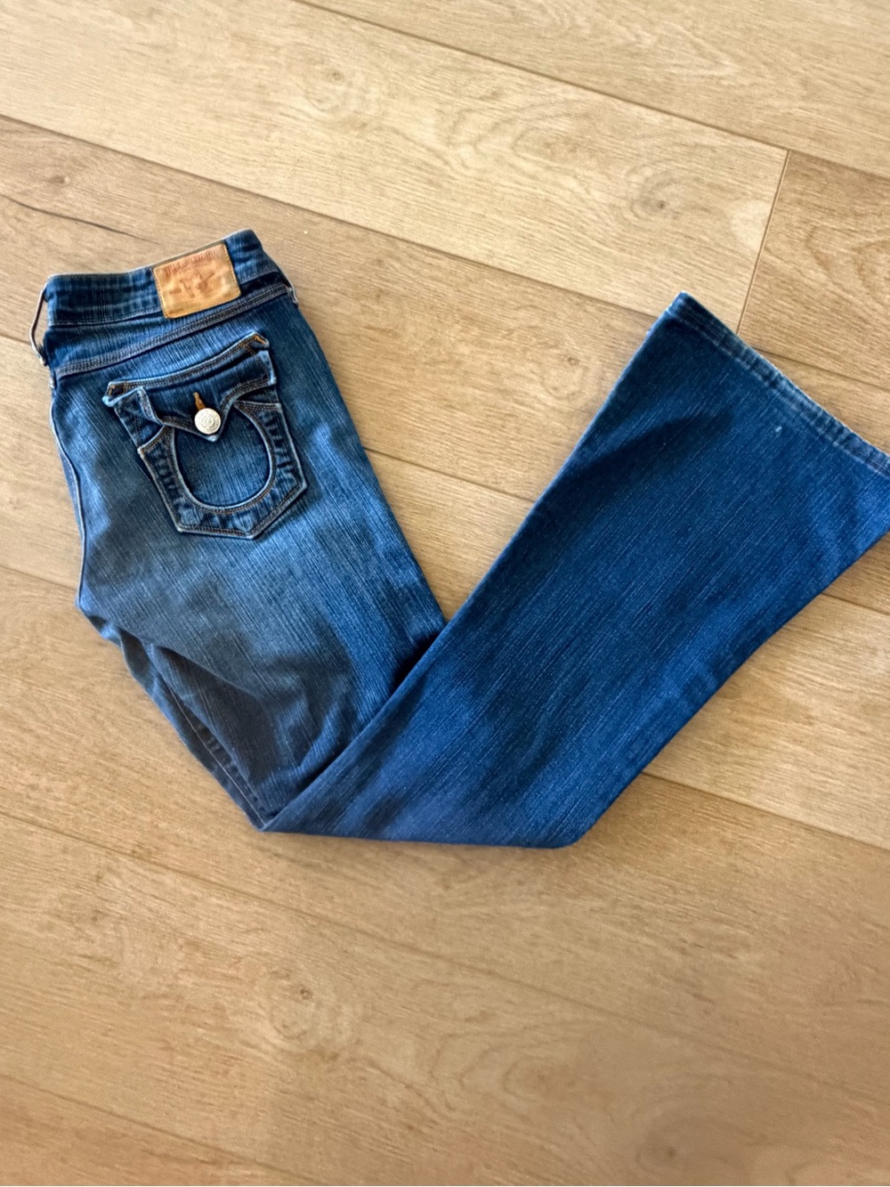 True Religion Women's Blue Bootcut Jeans with Signature Pocket